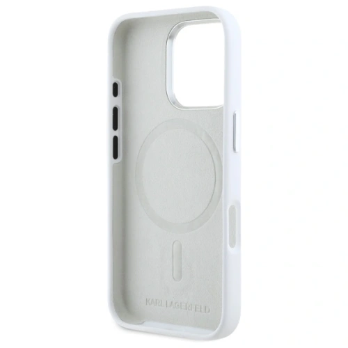 Kup Karl Lagerfeld KLHMP16XSCMKMPCH Apple iPhone 16 Pro Max Hardcase Silikon Initial Metall-Logo MagSafe weiß - KLD21811 - {ean13} - Sklep Home Screen