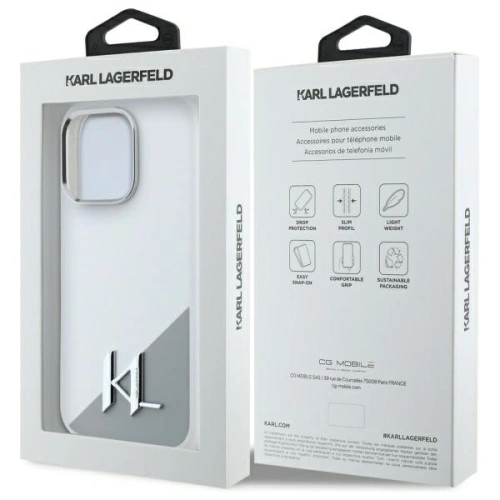 Kup Karl Lagerfeld KLHMP16XSCMKMPCH Apple iPhone 16 Pro Max Hardcase Silikon Initial Metall-Logo MagSafe weiß - KLD21811 - {ean13} - Sklep Home Screen