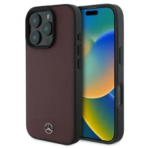 Buy Mercedes MEHMP16L23RBARR Apple iPhone 16 Pro hardcase Textured And Plain Leather MagSafe red - MRS246 - {ean13} - Home Screen Store Europe