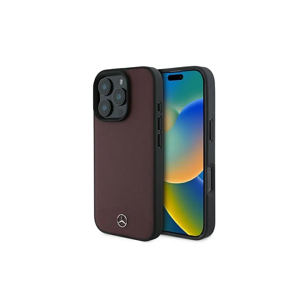 Etui Mercedes MEHMP16L23RBARR Apple iPhone 16 Pro hardcase Textured And Plain Leather MagSafe czerwony/red