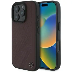 Buy Mercedes MEHMP16L23RBGVR Apple iPhone 16 Pro hardcase MB Wood Imitation Leather MagSafe red - MRS247 - {ean13} - Home Screen Store Europe