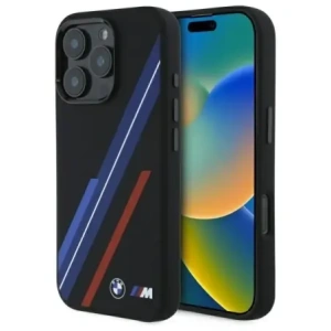 Buy BMW BMHMP16L23SSPK Apple iPhone 16 Pro hardcase Silicone Random Lines MagSafe black - BMW702 - {ean13} - Home Screen Store Europe