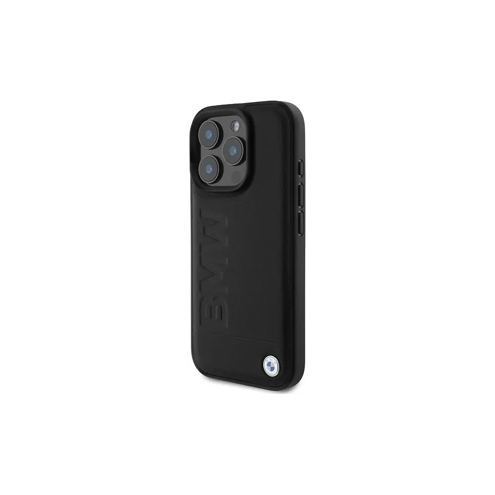 Etui BMW BMHMP16LSLLBK Apple iPhone 16 Pro hardcase Leather Hot Stamp MagSafe czarny/black