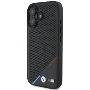 Kup BMW BMHMP16S23PUPDK Apple iPhone 16 hardcase M Perforált Tricolor vonal MagSafe fekete - BMW705 - {ean13} - Sklep Home Screen