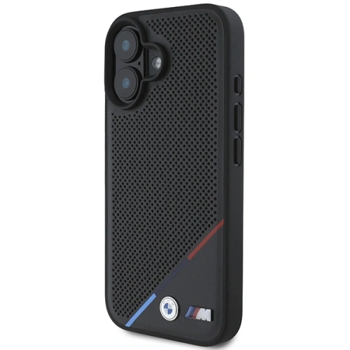Buy BMW BMHMP16S23PUPDK Apple iPhone 16 hardcase M Perforated Tricolor Line MagSafe black - BMW705 - {ean13} - Home Screen Store Europe