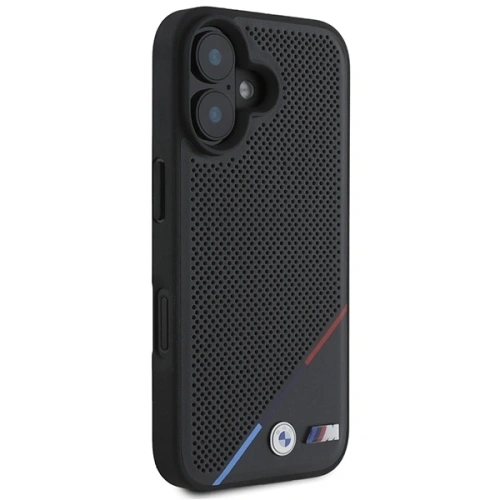 Buy BMW BMHMP16S23PUPDK Apple iPhone 16 hardcase M Perforated Tricolor Line MagSafe black - BMW705 - {ean13} - Home Screen Store Europe