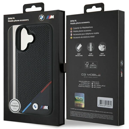Kup Etui BMW BMHMP16S23PUPDK Apple iPhone 16 hardcase M Perforated Tricolor Line MagSafe černý/black - BMW705 - {ean13} - Sklep Home Screen