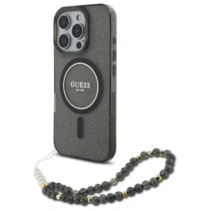 Kup Etui Guess GUHMP16LHGCRELSK Apple iPhone 16 Pro hardcase IML Glitter s perlovým popruhem MagSafe černý/černý - GUE4122 - {ean13} - Sklep Home Screen