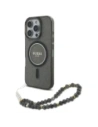 Guess GUHMP16LHGCRELSK Apple iPhone 16 Pro hardcase IML Glitter With Pearl Strap MagSafe black