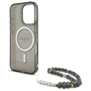 Kup Etui Guess GUHMP16LHGCRELSK Apple iPhone 16 Pro hardcase IML Glitter s perlovým popruhem MagSafe černý/černý - GUE4122 - {ean13} - Sklep Home Screen
