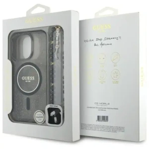 Kup Etui Guess GUHMP16LHGCRELSK Apple iPhone 16 Pro hardcase IML Glitter s perlovým popruhem MagSafe černý/černý - GUE4122 - {ean13} - Sklep Home Screen