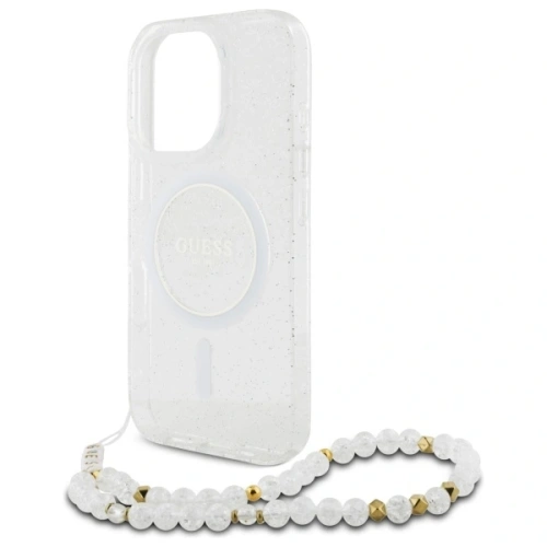 Buy Guess GUHMP16LHGCRELST Apple iPhone 16 Pro hardcase IML Glitter With Pearl Strap MagSafe transparent - GUE4123 - {ean13} - Home Screen Store Europe