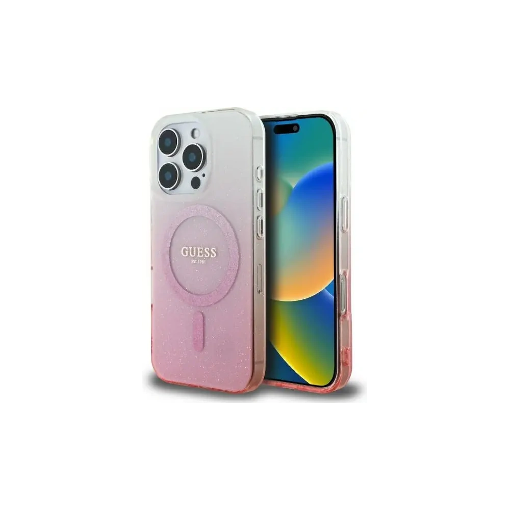 Etui Guess GUHMP16LHGRCELP Apple iPhone 16 Pro hardcase IML Glitter Gradient MagSafe różowy/pink