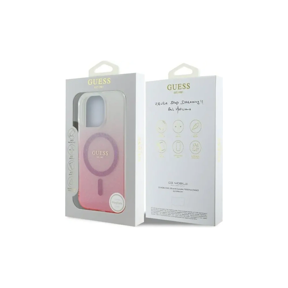 Etui Guess GUHMP16LHGRCELP Apple iPhone 16 Pro hardcase IML Glitter Gradient MagSafe różowy/pink