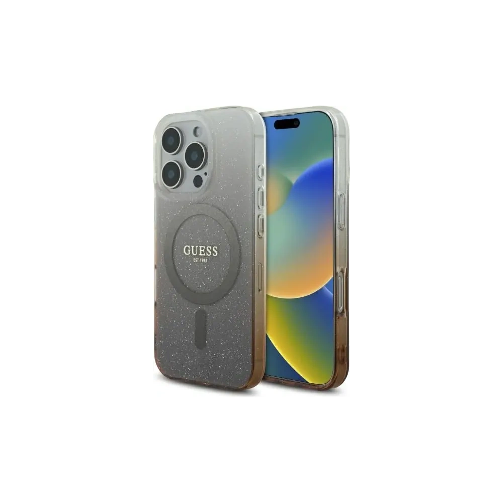 Etui Guess GUHMP16LHGRCELW Apple iPhone 16 Pro hardcase IML Glitter Gradient MagSafe brązowy/brown