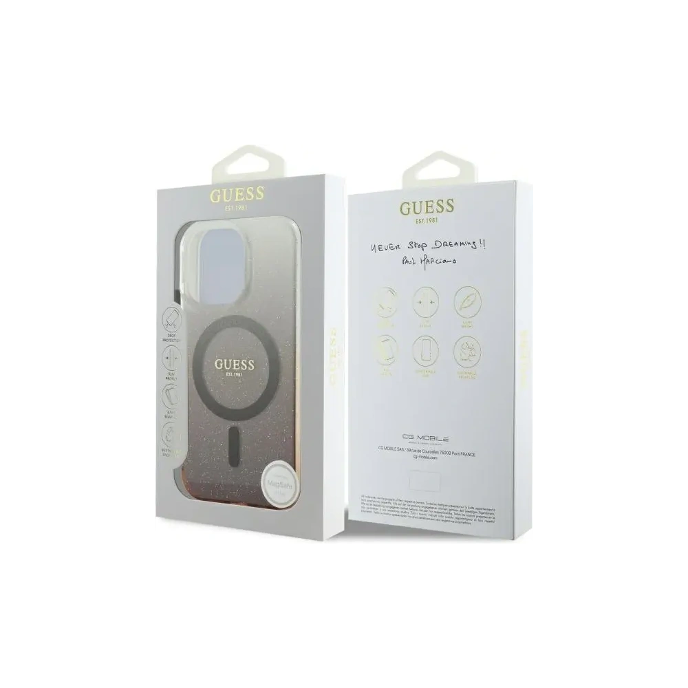 Etui Guess GUHMP16LHGRCELW Apple iPhone 16 Pro hardcase IML Glitter Gradient MagSafe brązowy/brown