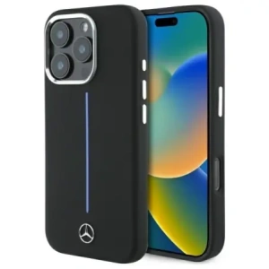 Kup Mercedes MEHMP16L23SUMBK Apple iPhone 16 Pro carcasă dură din silicon cu dungi albastre MagSafe negru - MRS251 - {ean13} - Sklep Home Screen
