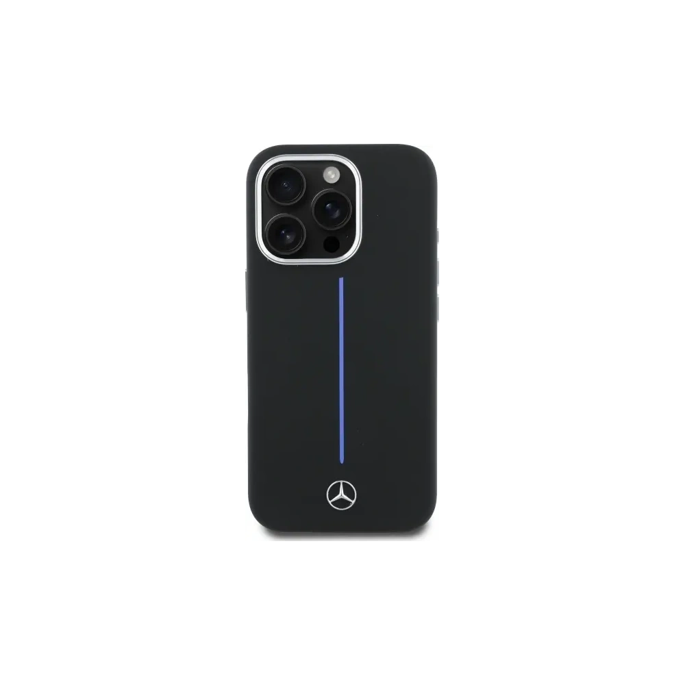 Etui Mercedes MEHMP16L23SUMBK Apple iPhone 16 Pro hardcase Silicone Blue Stripe MagSafe czarny/black