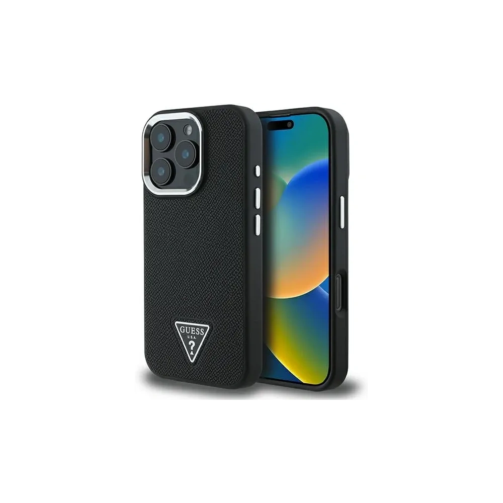 Etui Guess GUHMP16LPGTSPSK Apple iPhone 16 Pro hardcase Grained Triangle MagSafe czarny/black