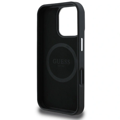 Buy Guess GUHMP16LPGTSPSK Apple iPhone 16 Pro hardcase Grained Triangle MagSafe black - GUE4127 - {ean13} - Home Screen Store Europe