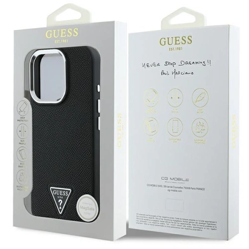 Buy Guess GUHMP16LPGTSPSK Apple iPhone 16 Pro hardcase Grained Triangle MagSafe black - GUE4127 - {ean13} - Home Screen Store Europe
