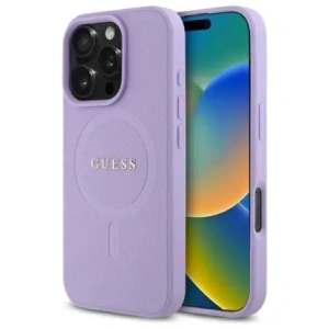 Buy Guess GUHMP16LPSAHMCU Apple iPhone 16 Pro hardcase Saffiano MagSafe purple - GUE4128 - {ean13} - Home Screen Store Europe