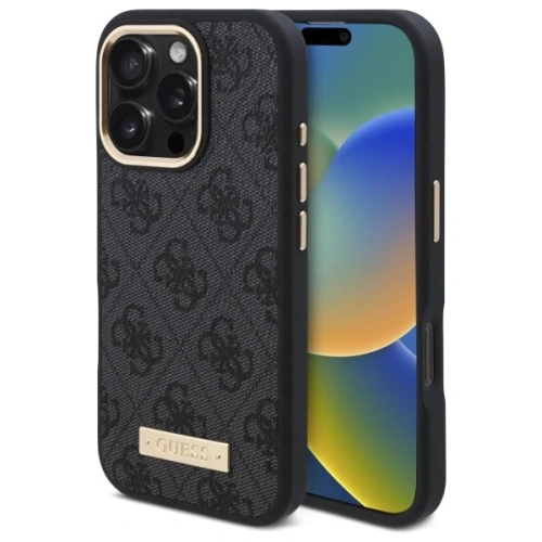 Buy Guess GUHMP16LU4GPRK Apple iPhone 16 Pro hardcase 4G Logo Plate MagSafe black - GUE4130 - {ean13} - Home Screen Store Europe