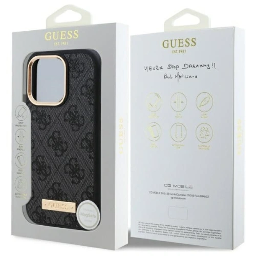 Buy Guess GUHMP16LU4GPRK Apple iPhone 16 Pro hardcase 4G Logo Plate MagSafe black - GUE4130 - {ean13} - Home Screen Store Europe