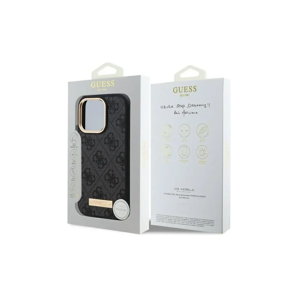 Etui Guess GUHMP16LU4GPRK Apple iPhone 16 Pro hardcase 4G Logo Plate MagSafe czarny/black