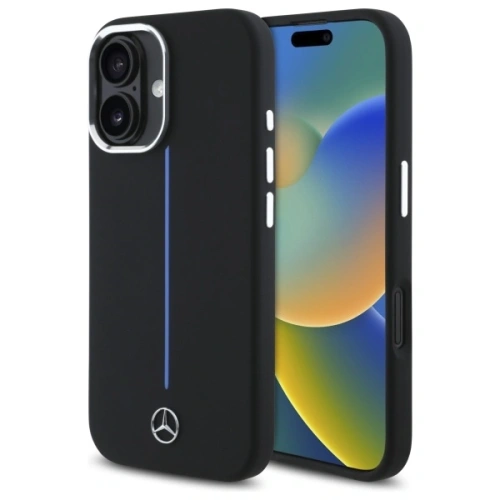 Kup Mercedes MEHMP16S23SUMBK Apple iPhone 16 Hardcase Silikon Blau Streifen MagSafe Schwarz - MRS260 - {ean13} - Sklep Home Screen