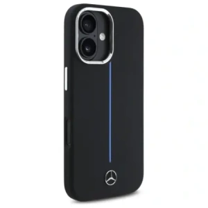 Buy Mercedes MEHMP16S23SUMBK Apple iPhone 16 hardcase Silicone Blue Stripe MagSafe black - MRS260 - {ean13} - Home Screen Store Europe