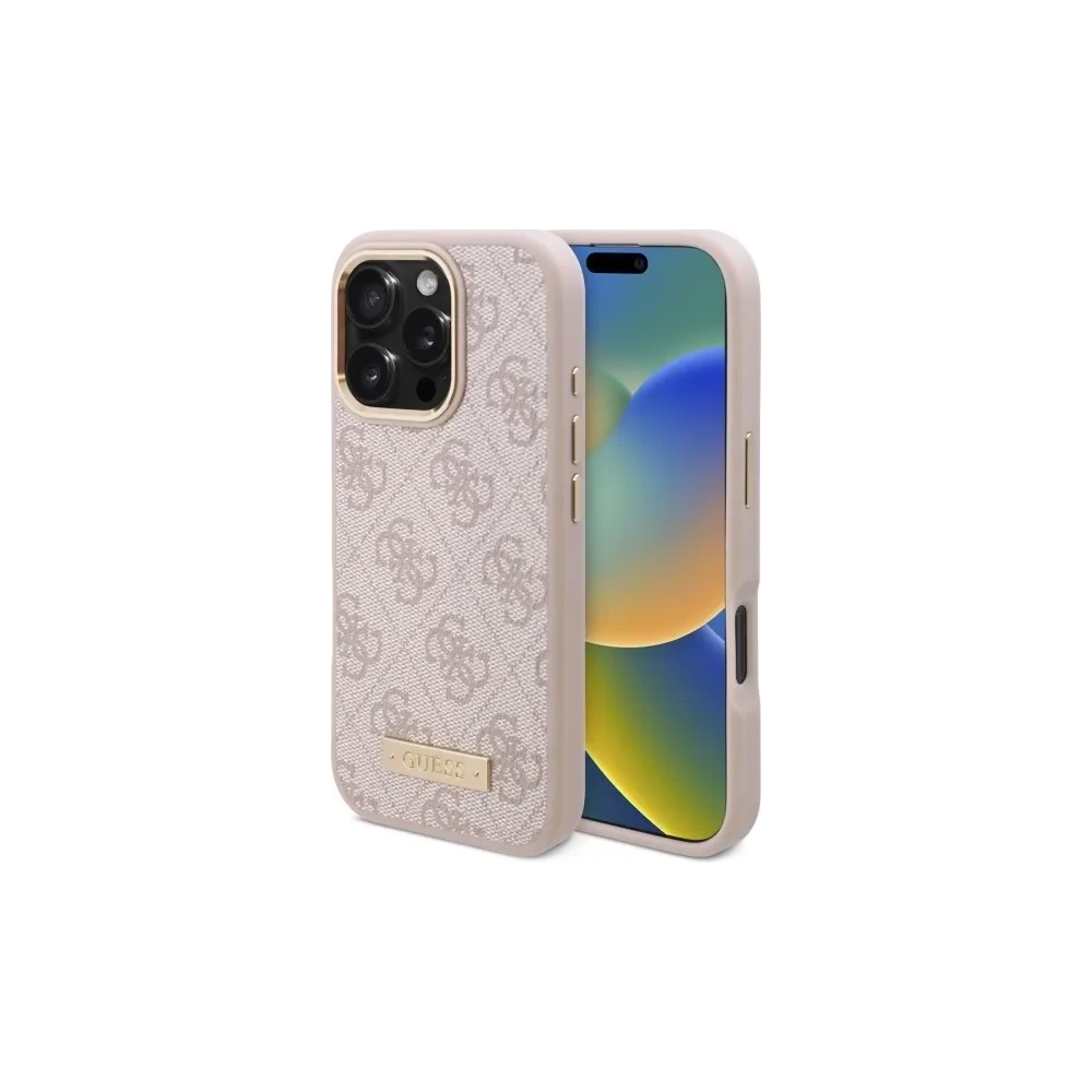 Etui Guess GUHMP16LU4GPRP Apple iPhone 16 Pro hardcase 4G Logo Plate MagSafe różowy/pink