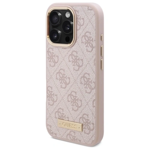 Buy Guess GUHMP16LU4GPRP Apple iPhone 16 Pro hardcase 4G Logo Plate MagSafe pink - GUE4131 - {ean13} - Home Screen Store Europe