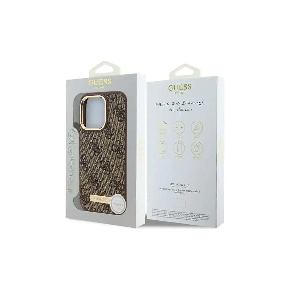 Etui Guess GUHMP16LU4GPRW Apple iPhone 16 Pro hardcase 4G Logo Plate MagSafe brązowy/brown