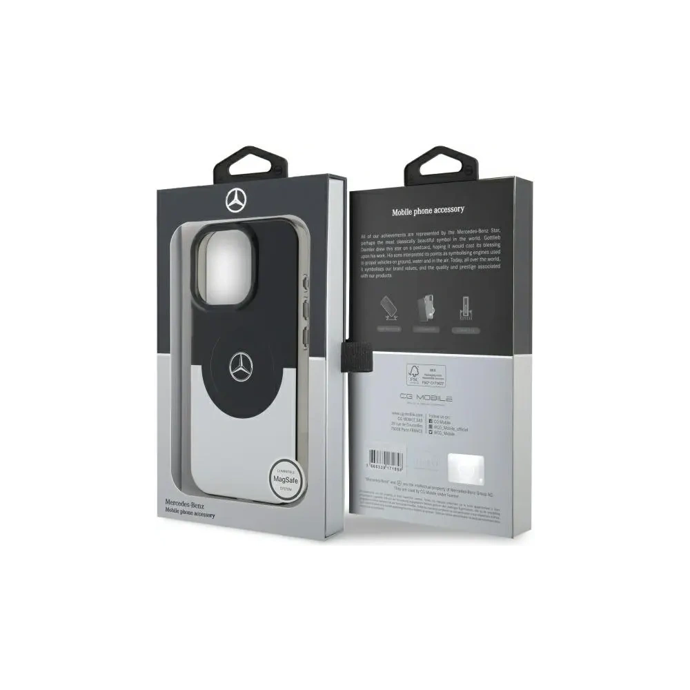 Etui Mercedes MEHMP16X23HBIGK Apple iPhone 16 Pro Max hardcase Double Layer BiColor MagSafe czarny srebrny/black silver