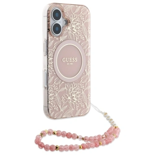 Kup Etui Guess GUHMP16MHCPOFPP Apple iPhone 16 Plus hardcase IML Flowers Allover Electro With Pearl Strap MagSafe růžový/pink - GUE4136 - {ean13} - Sklep Home Screen