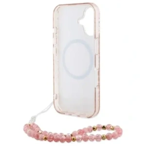 Buy Guess GUHMP16MHCPOFPP Apple iPhone 16 Plus hardcase IML Flowers Allover Electro With Pearl Strap MagSafe pink - GUE4136 - {ean13} - Home Screen Store Europe