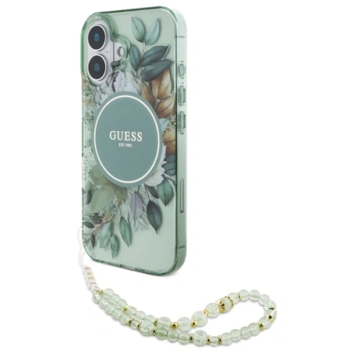 Kup Etui Guess GUHMP16MHFWBRCESN Apple iPhone 16 Plus hardcase IML Flowers With Pearl Strap MagSafe zelený/green - GUE4137 - {ean13} - Sklep Home Screen