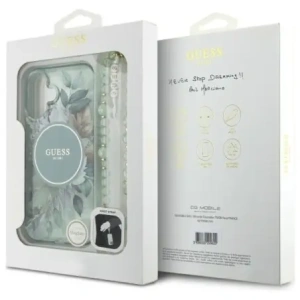 Kup Guess GUHMP16MHFWBRCESN Apple iPhone 16 Plus Hardcase IML Blumen mit Perlenriemen MagSafe grün - GUE4137 - {ean13} - Sklep Home Screen