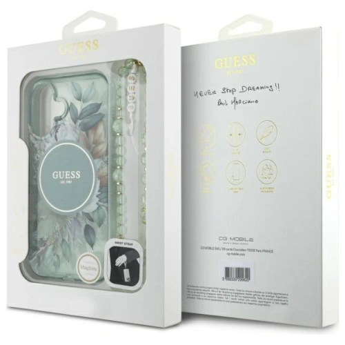 Kup Etui Guess GUHMP16MHFWBRCESN Apple iPhone 16 Plus hardcase IML Flowers With Pearl Strap MagSafe zelený/green - GUE4137 - {ean13} - Sklep Home Screen