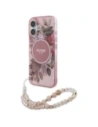 Etui Guess GUHMP16MHFWBRCESP Apple iPhone 16 Plus hardcase IML Flowers With Pearl Strap MagSafe růžový/pink