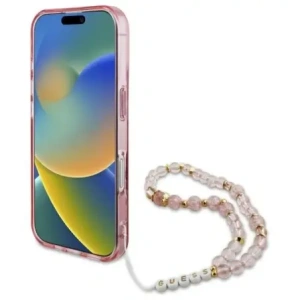 Buy Guess GUHMP16MHFWBRCESP Apple iPhone 16 Plus hardcase IML Flowers With Pearl Strap MagSafe pink - GUE4138 - {ean13} - Home Screen Store Europe