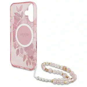 Kup Guess GUHMP16MHFWBRCESP Apple iPhone 16 Plus carcasă tare IML Flori cu curea din perlă MagSafe roz - GUE4138 - {ean13} - Sklep Home Screen