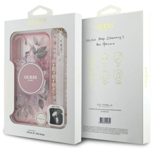 Kup Etui Guess GUHMP16MHFWBRCESP Apple iPhone 16 Plus hardcase IML Flowers With Pearl Strap MagSafe růžový/pink - GUE4138 - {ean13} - Sklep Home Screen