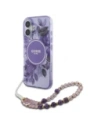 Etui Guess GUHMP16MHFWBRCESU Apple iPhone 16 Plus hardcase IML Flowers With Pearl Strap MagSafe fialové/purple
