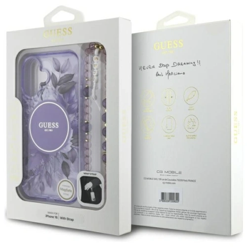 Kup Etui Guess GUHMP16MHFWBRCESU Apple iPhone 16 Plus hardcase IML Flowers With Pearl Strap MagSafe fialové/purple - GUE4139 - {ean13} - Sklep Home Screen