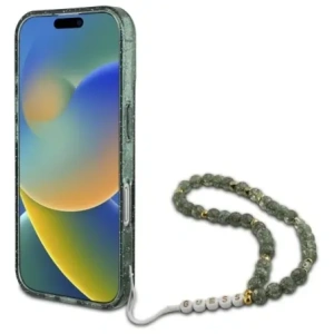Kup Guess GUHMP16MHGCRELSA Apple iPhone 16 Plus Hardcase IML Glitter mit Perlenriemen MagSafe grün - GUE4140 - {ean13} - Sklep Home Screen