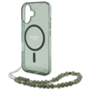Kup Guess GUHMP16MHGCRELSA Apple iPhone 16 Plus Hardcase IML Glitter mit Perlenriemen MagSafe grün - GUE4140 - {ean13} - Sklep Home Screen