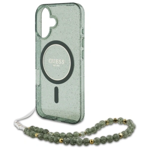 Kup Etui Guess GUHMP16MHGCRELSA Apple iPhone 16 Plus hardcase IML Glitter s perlovým popruhem MagSafe zelený/green - GUE4140 - {ean13} - Sklep Home Screen