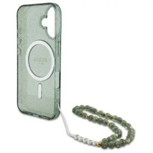 Kup Guess GUHMP16MHGCRELSA Apple iPhone 16 Plus Hardcase IML Glitter mit Perlenriemen MagSafe grün - GUE4140 - {ean13} - Sklep Home Screen
